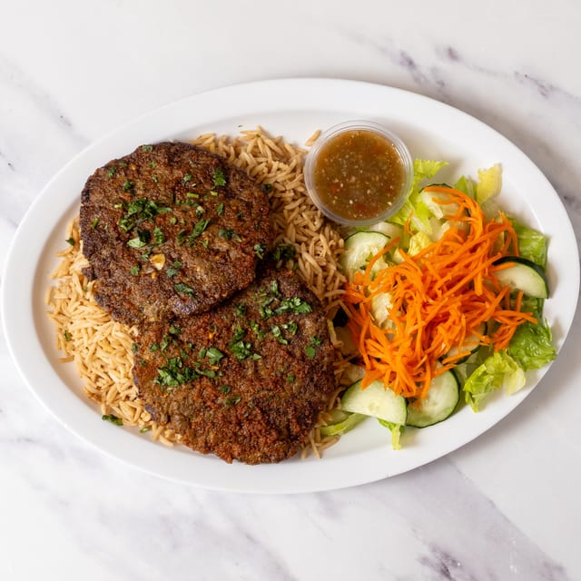 Chapli Kebab with Rice.