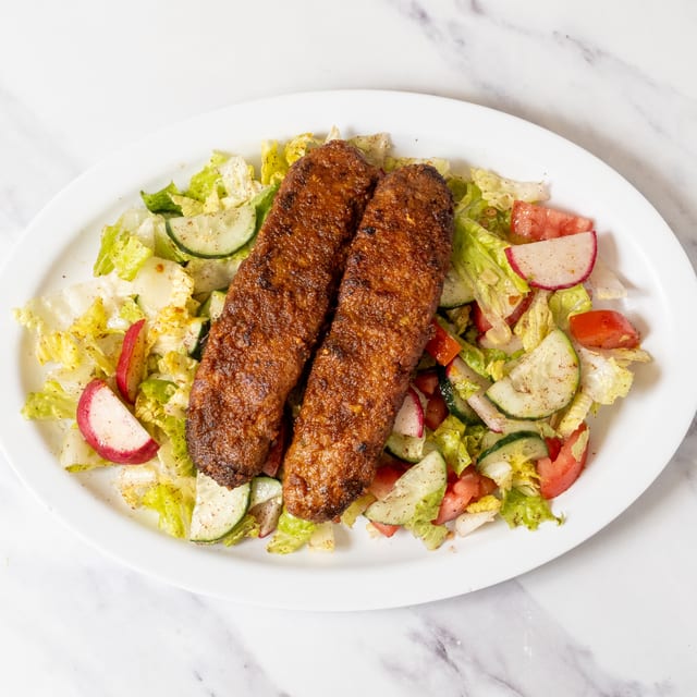 Fattoush with Beef Kebab.