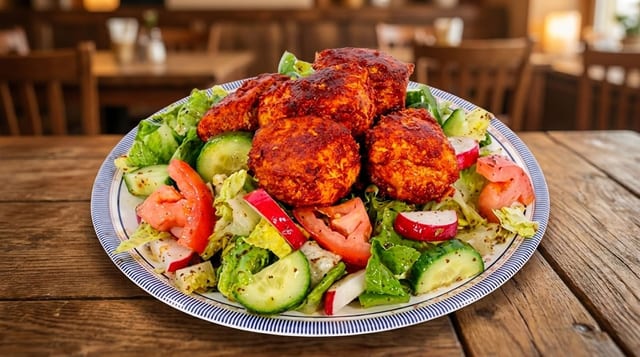 Fattoush with Chicken Tikka.