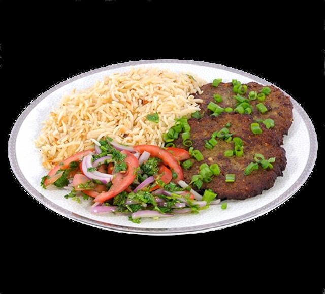 Chapli Kebab with Rice.