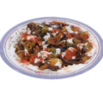 Traditional Afghan chapli kabob served with seasoned rice
